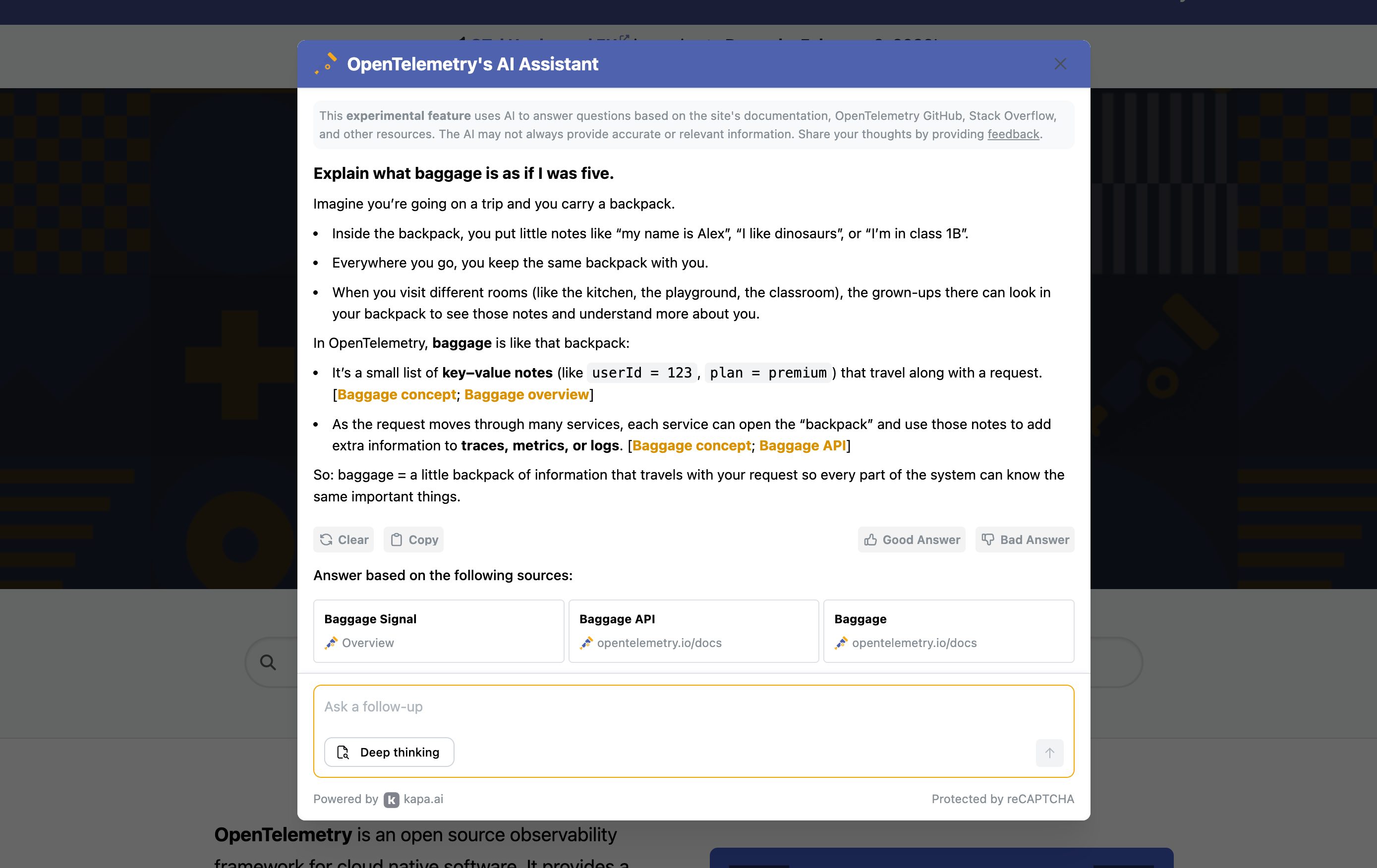OpenTelemetry AI assistant